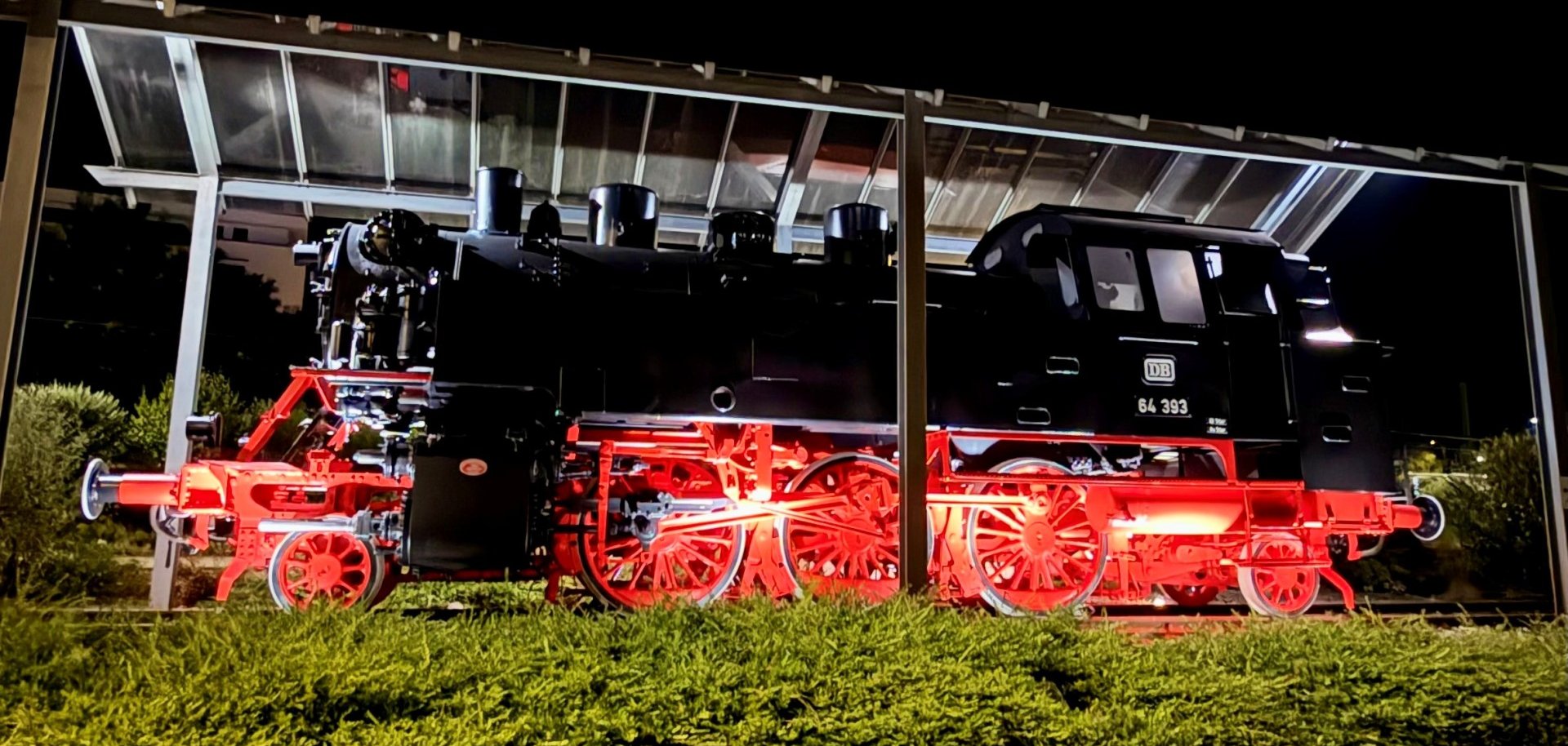 Steam locomotive shines at night Steam locomotive shines at night