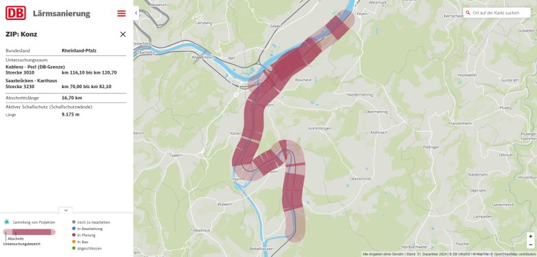 Screenshot of railway noise abatement