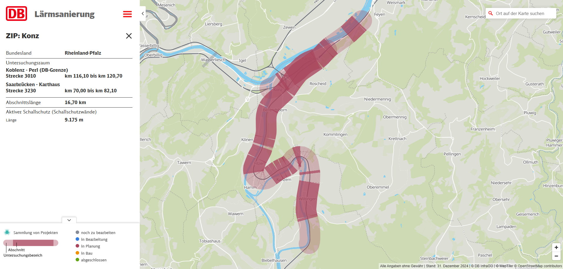 Capture d'écran de la réduction du bruit ferroviaire