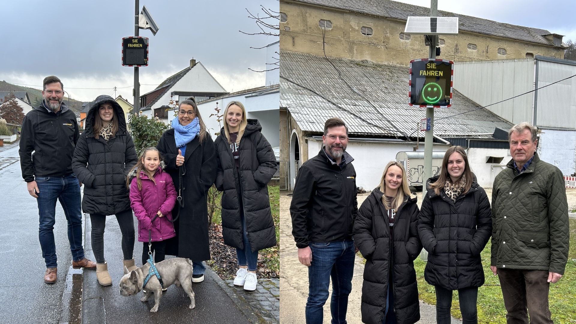 Collage van nieuwe snelheidsdisplays in Wawern en Wellen