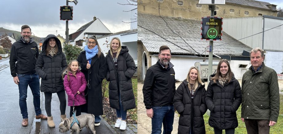 Collage neue Geschwindigkeitsanzeigen in Wawern und Wellen